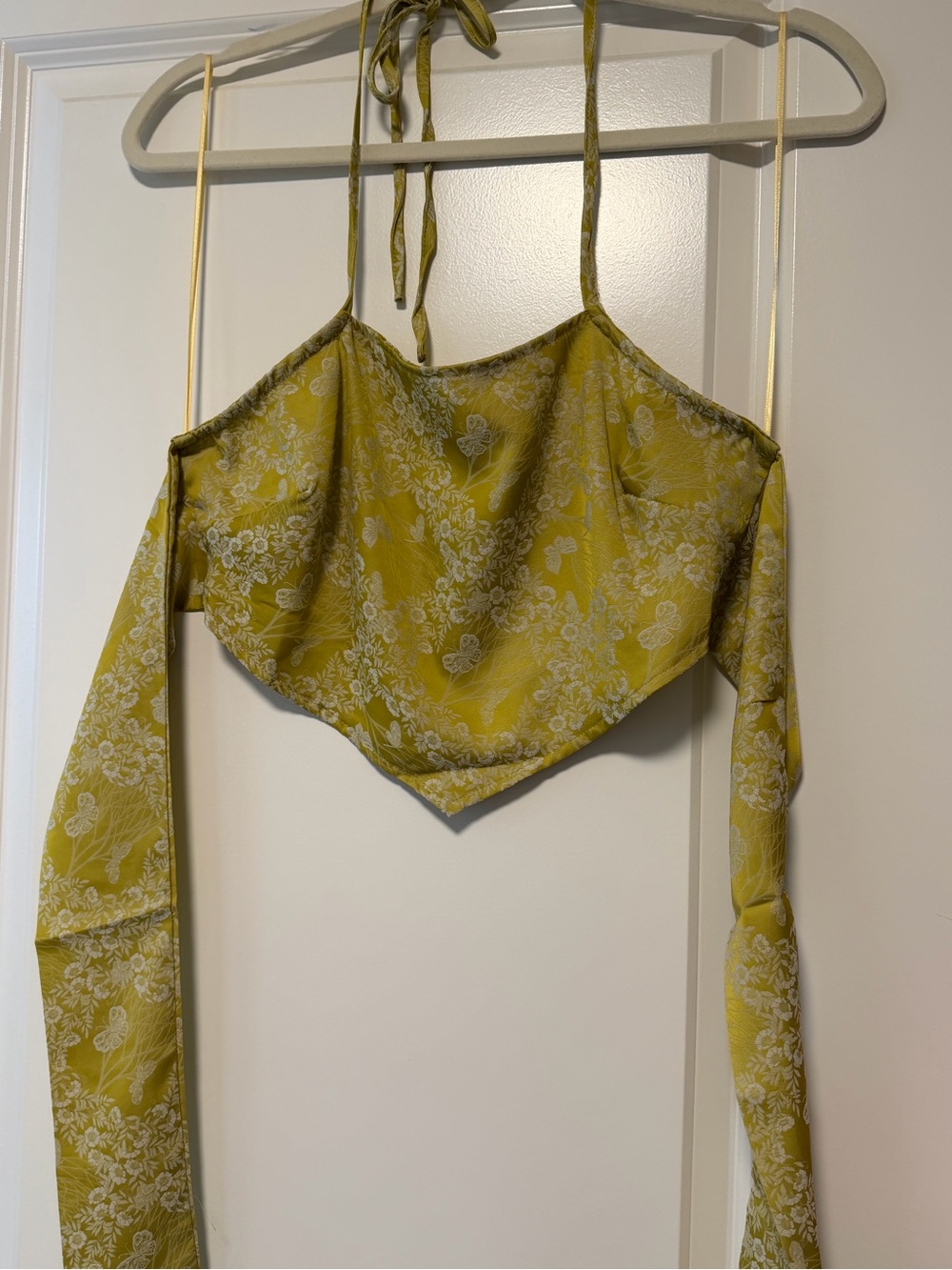 Pink Lily Mustard Floral Halter Scarf Top